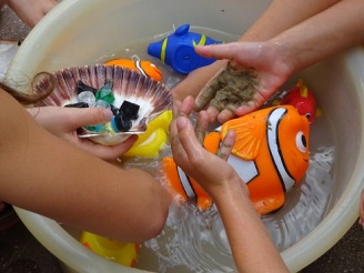 Water box. Sand box. Water games. shells. kids activities. ocean and seas